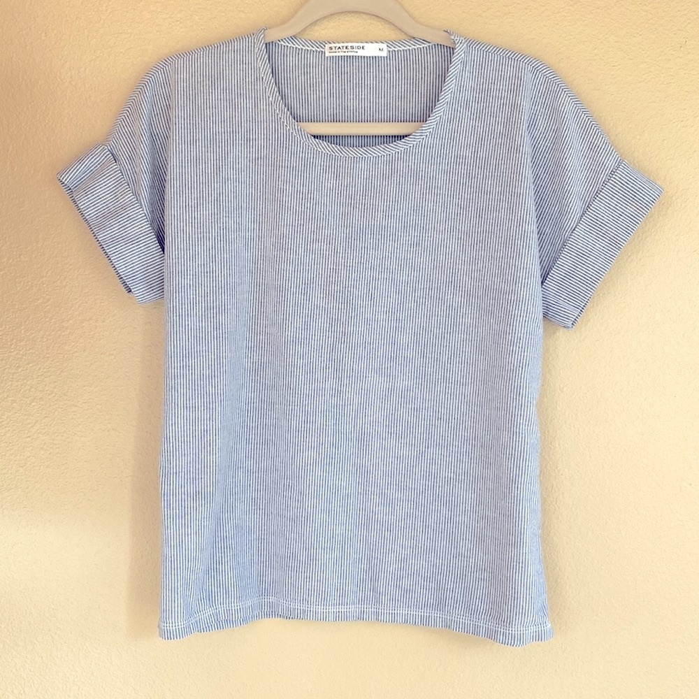 Anthropologie Stateside Pinstripe Boxy Shirt
